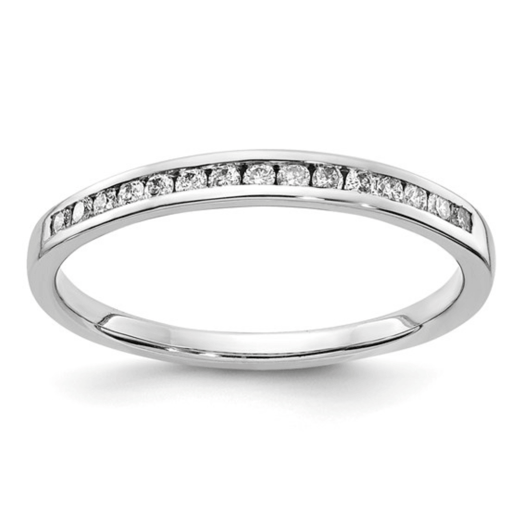 14k White Gold Lab Diamond Channel Set Half Eternity Pave Ring