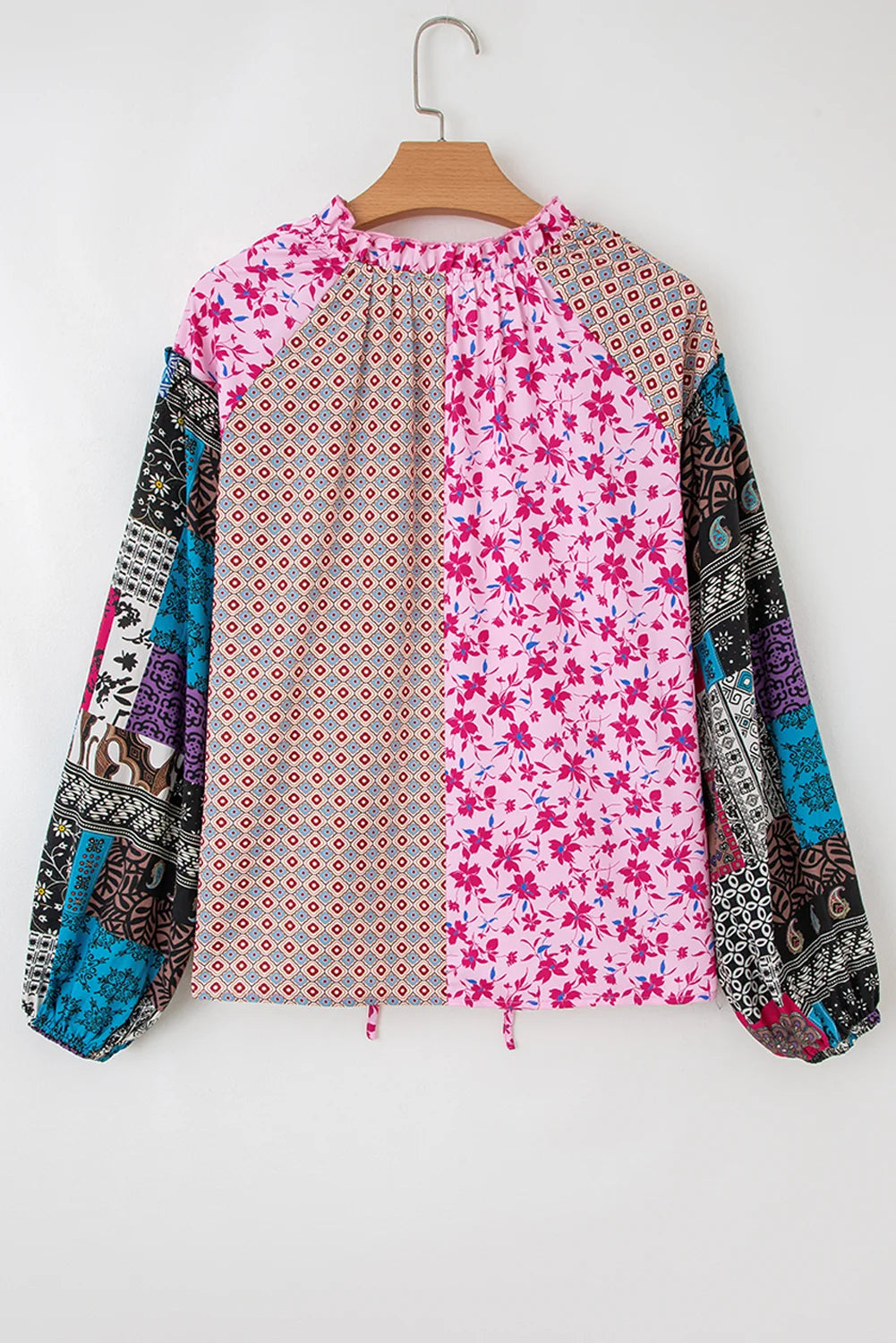 Threaded Pear Solirina Shoulder Bubble Sleeve Blouse