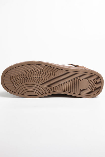 Threaded Pear Lila Leather Patchwork Flat Sneakers