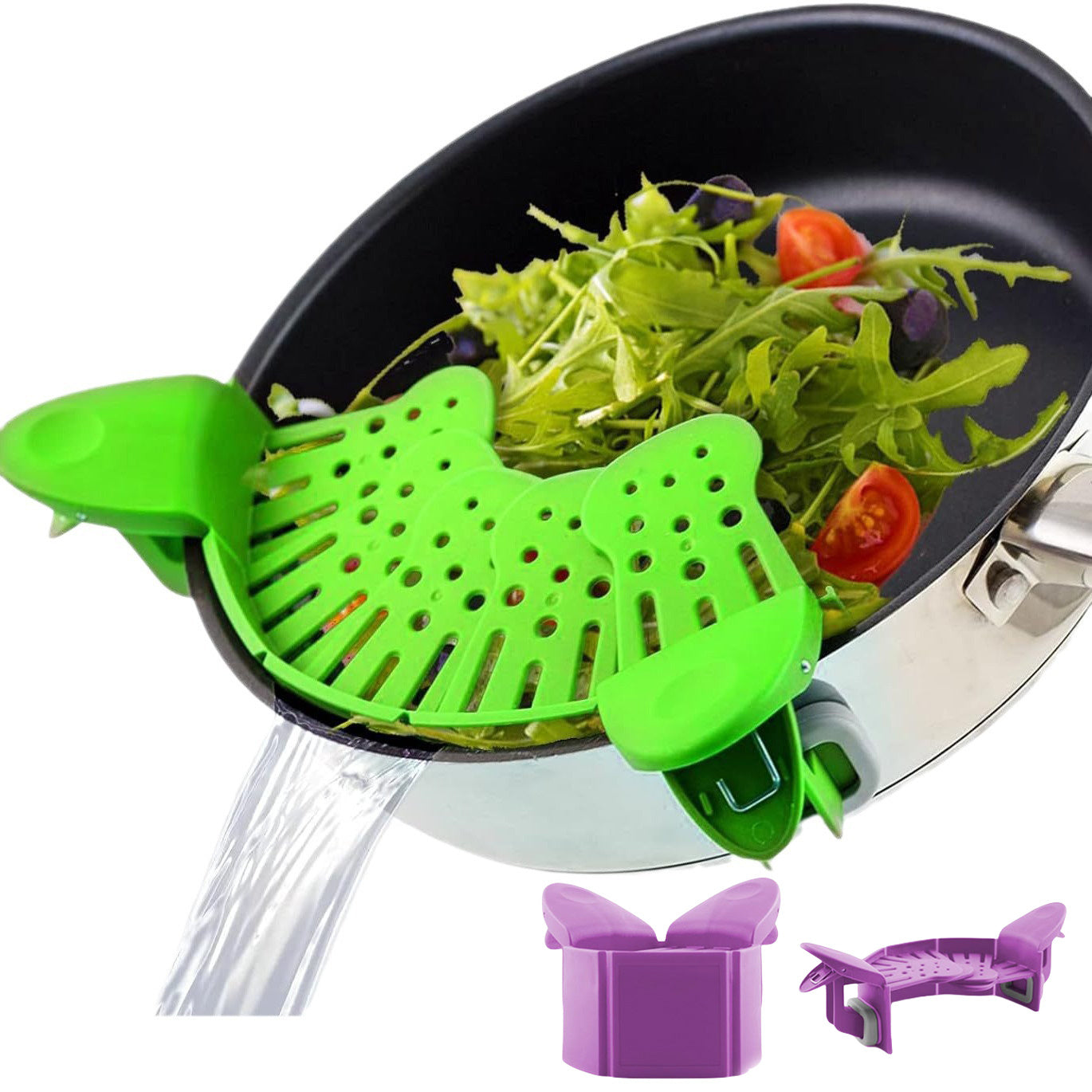 🍝 Universal Silicone Clip-On Pot Strainer