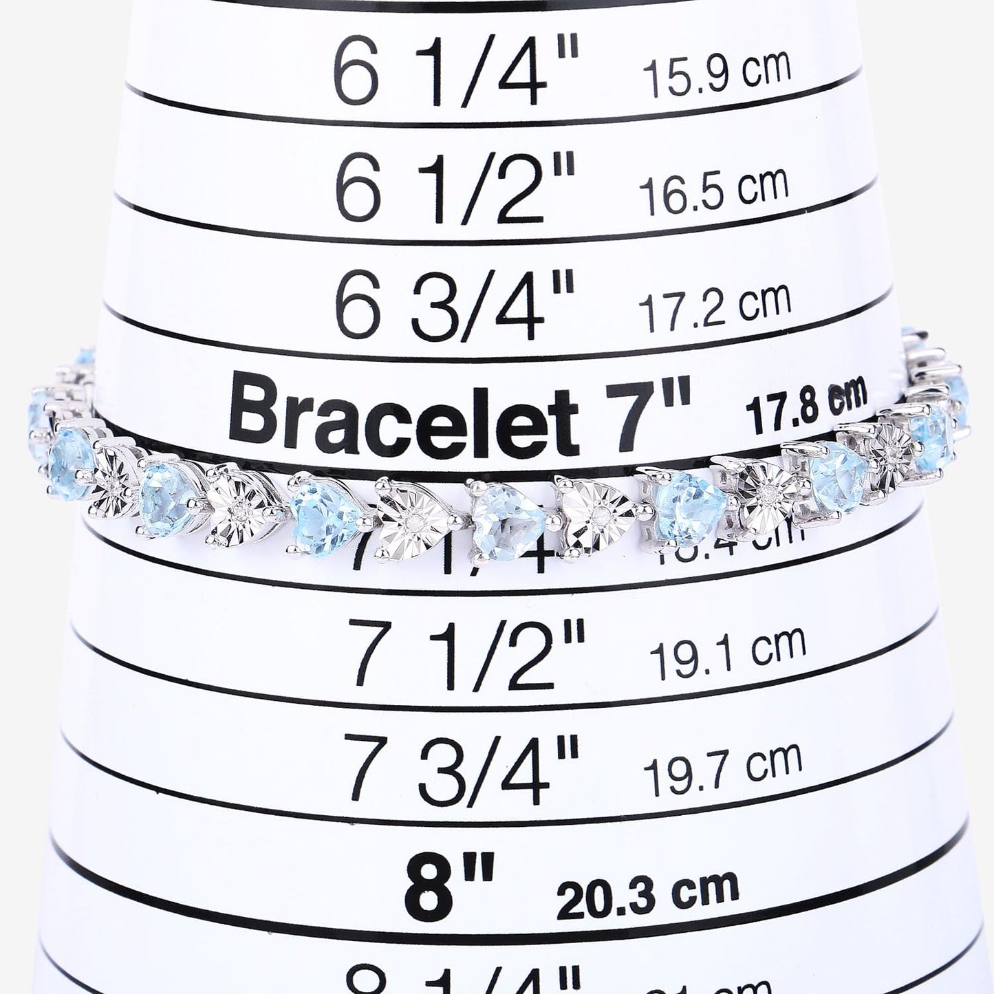 7.50 Ct Heart Blue Topaz & Diamond Prong Silver Tennis Bracelet