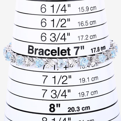 7.50 Ct Heart Blue Topaz & Diamond Prong Silver Tennis Bracelet