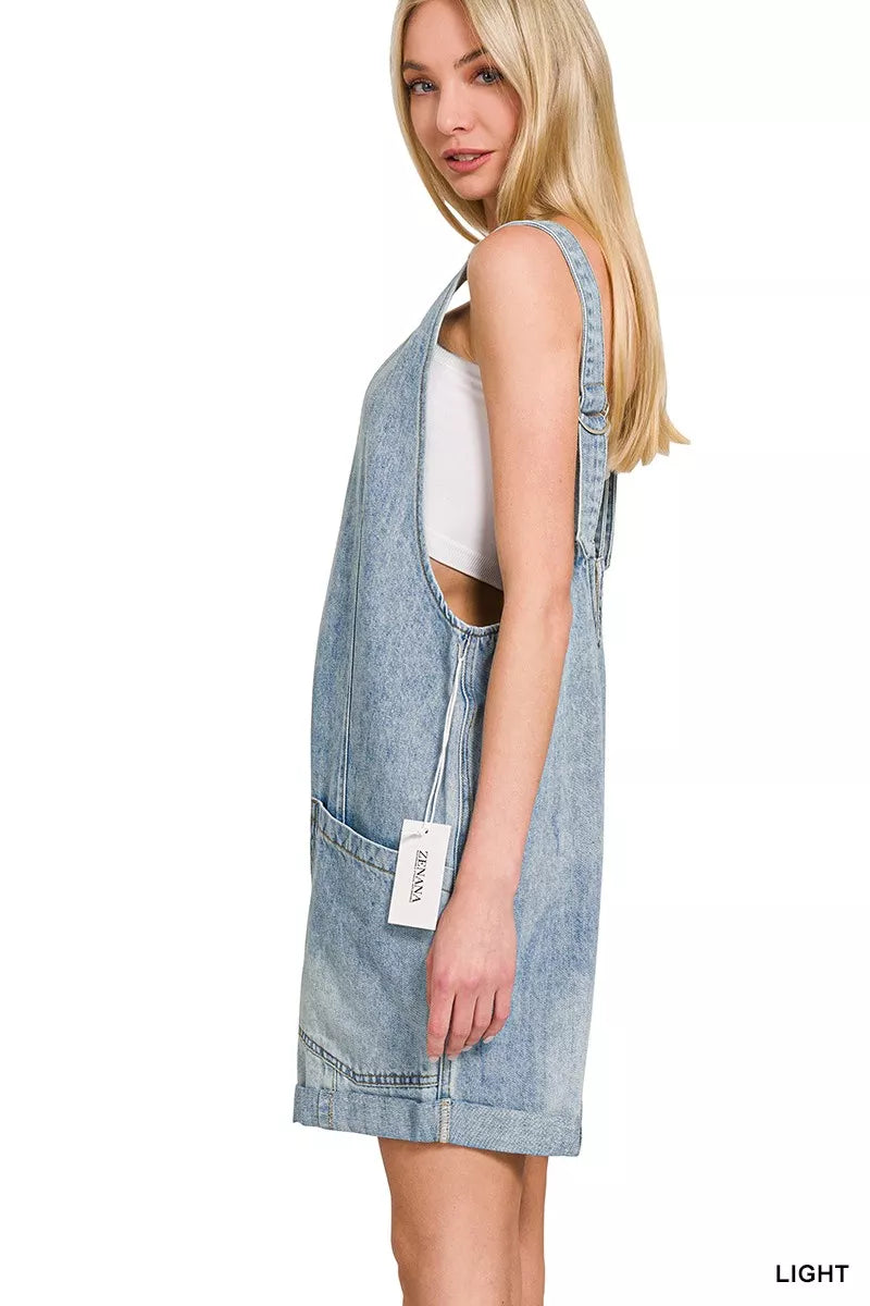 Zenana Denim Short Overalls
