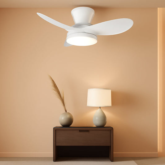 Quiet Ceiling Fan with LED Light DC Motor 32 Inch Large Air Volume Remote Control White for Kitchen Bedroom Dining Room Patio