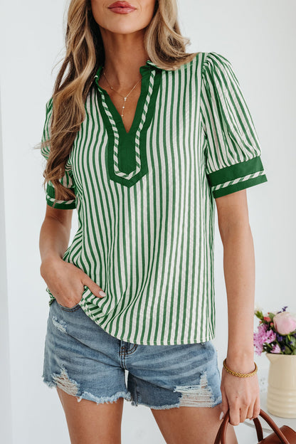 Threaded Pear Elora Short Bubble Sleeve Blouse