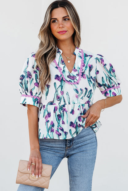 Threaded Pear Raelyn Floral Ricrac Trim Top
