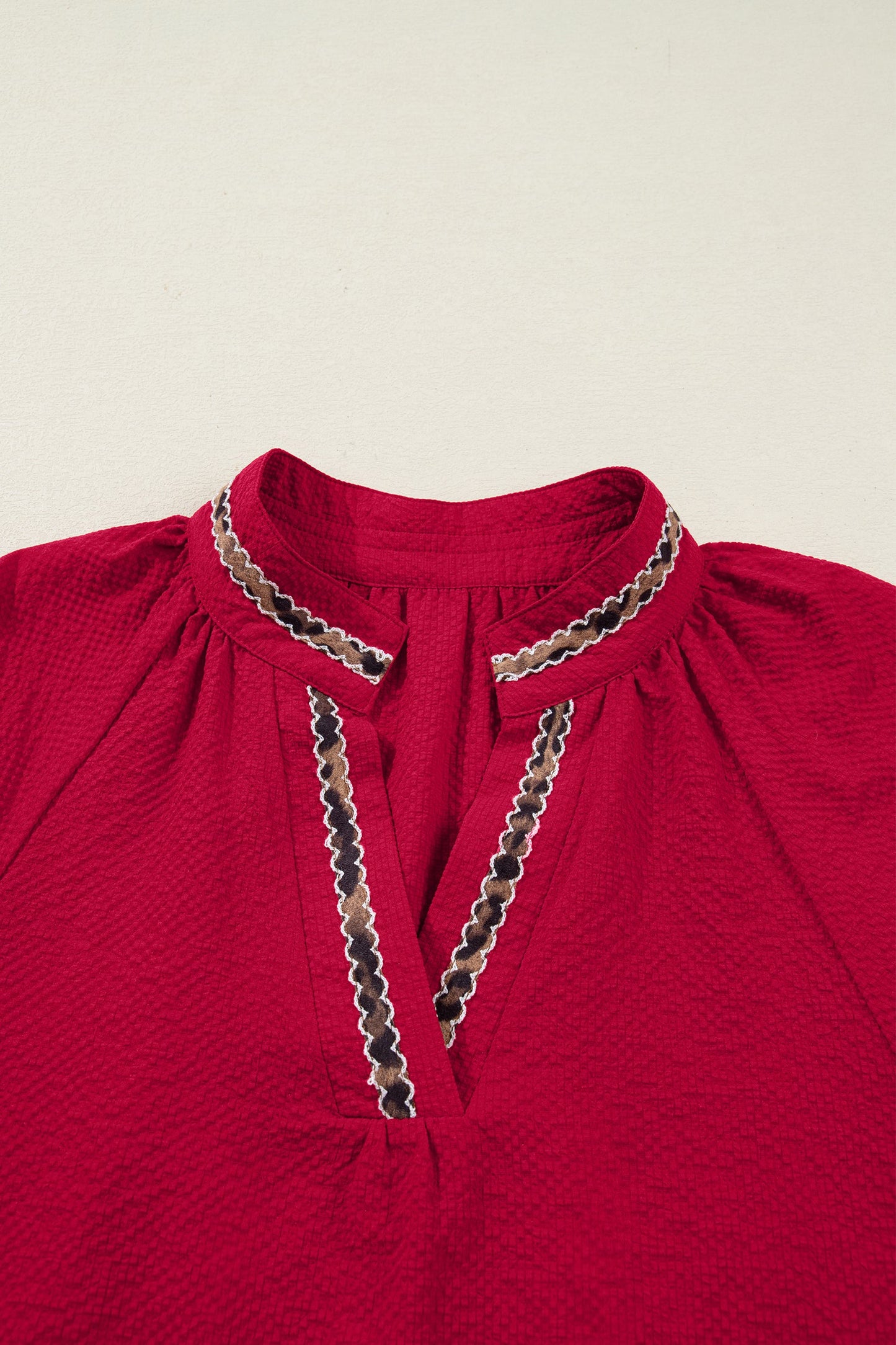 Threaded Pear Eve Jacquard Print Textured Blouse