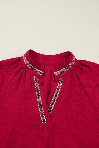 Threaded Pear Eve Jacquard Print Textured Blouse