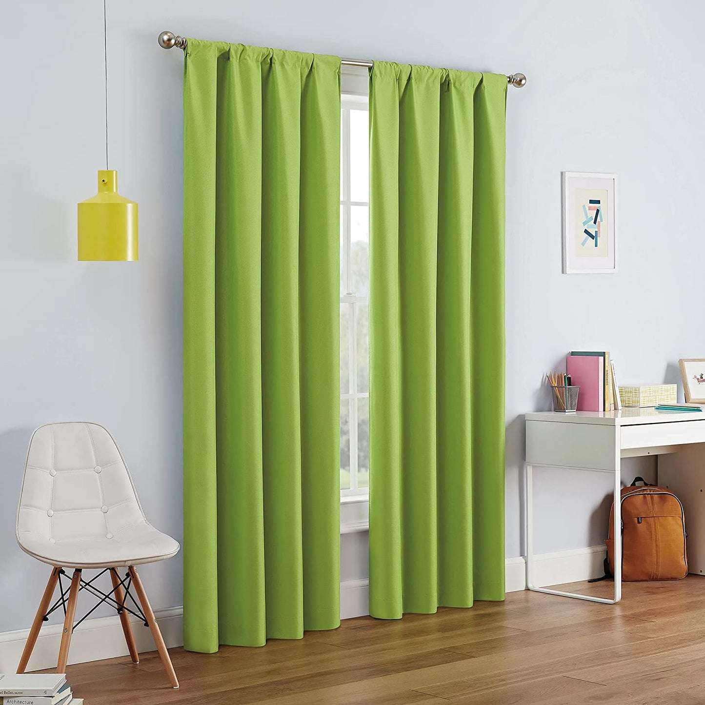 J&V TEXTILES 2 Panels Solid Grommet Faux Silk Window Curtain Drapes Treatment in 84" Length