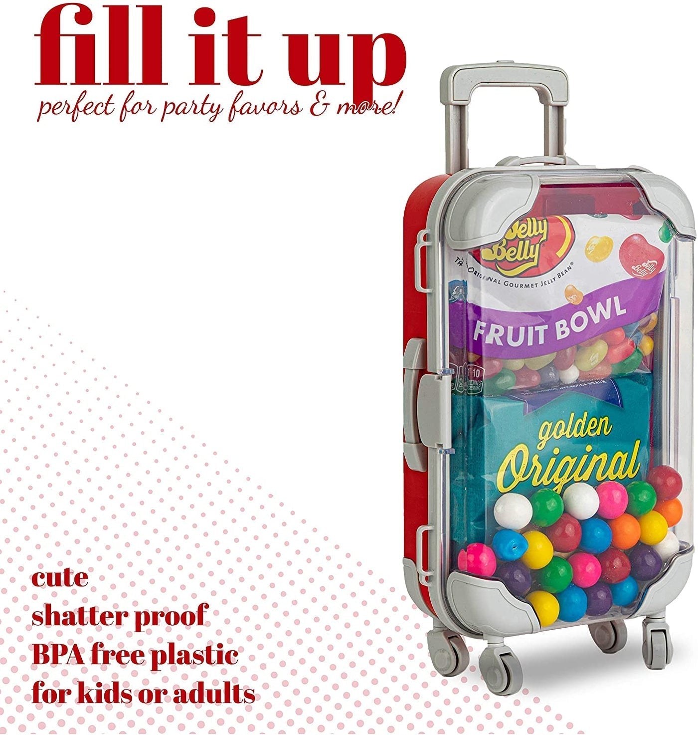 Blue Plastic Suitcase Candy Box 3 Pack 7.5"x5"x2.5" by Hammont