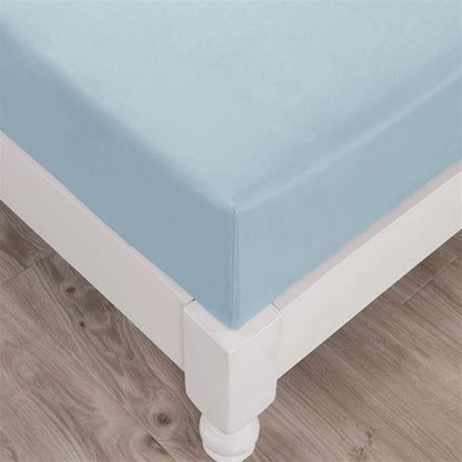 DaDa Bedding Cotton Soothing Light Sky Blue Fitted Sheet (JHW-604)