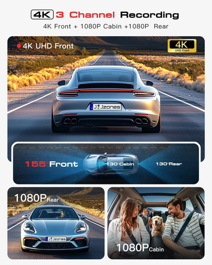 JZONES 4K STARVIS 2 Dual Dash Cam Front and Rear