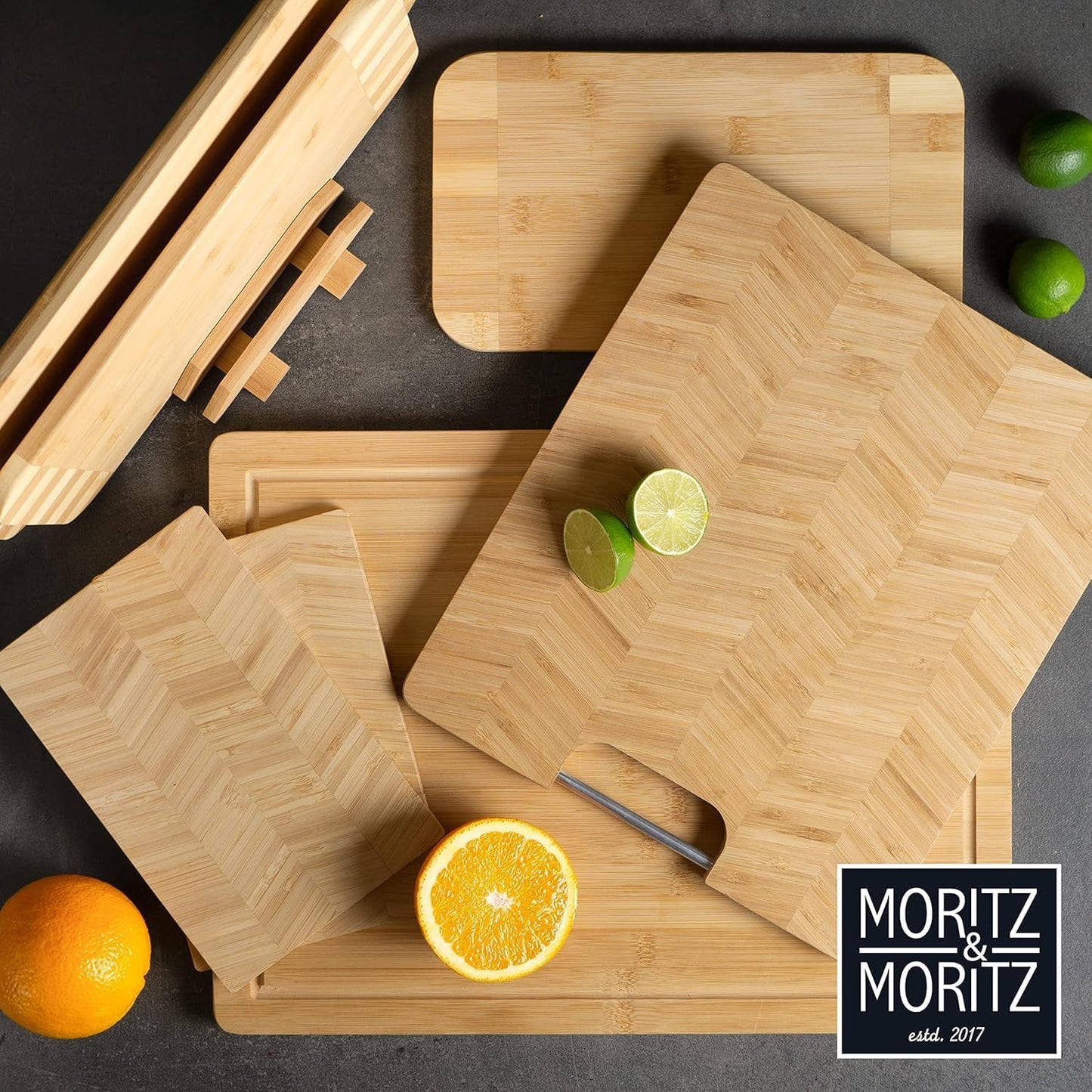 Moritz & Moritz XXL Bamboo Cutting & Serving Board | Large Wooden Chopping Board with Juice Groove