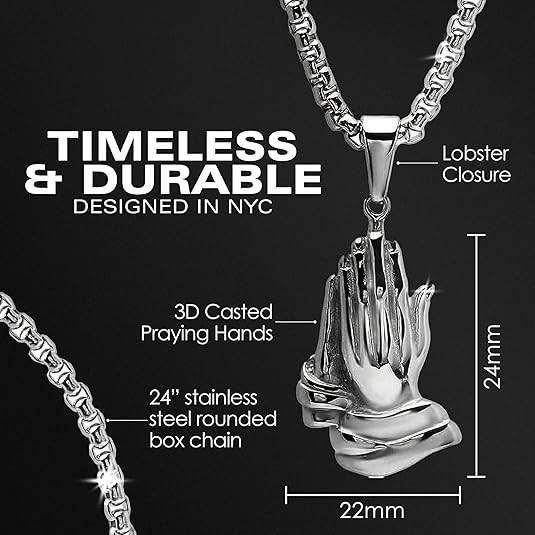 Bless Up Praying Hands Pendant