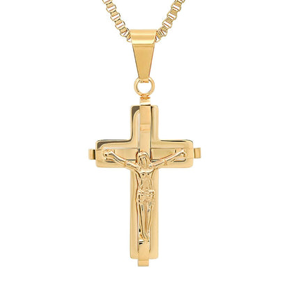 18K Gold Plated Stainless Steel Crucifix Pendant