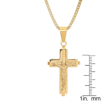 18K Gold Plated Stainless Steel Crucifix Pendant
