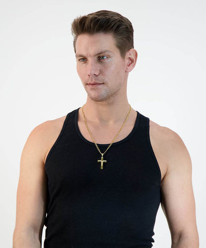 Crucifix Pendant on Figaro Chain