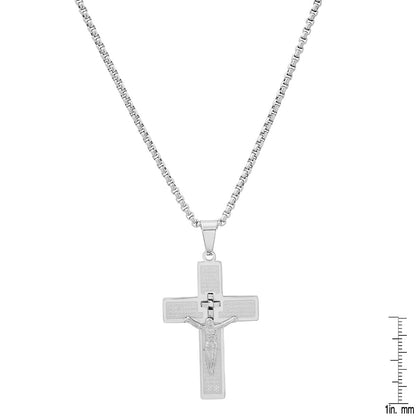 Stainless Steel "Our Father Prayer" Crucifix Pendant