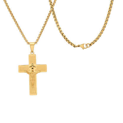 Stainless Steel "Our Father Prayer" Crucifix Pendant
