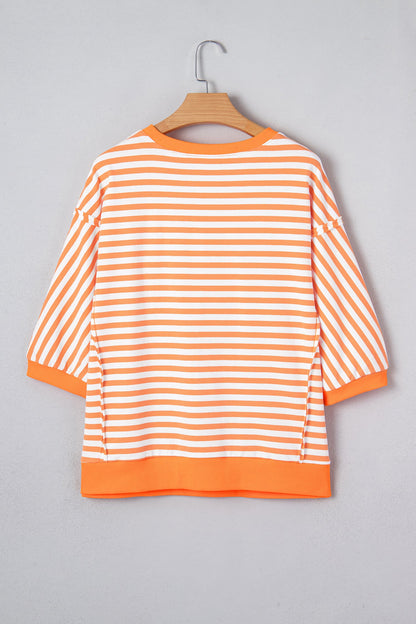 Threaded Pear Dulce Seam Patchwork Pullover Top