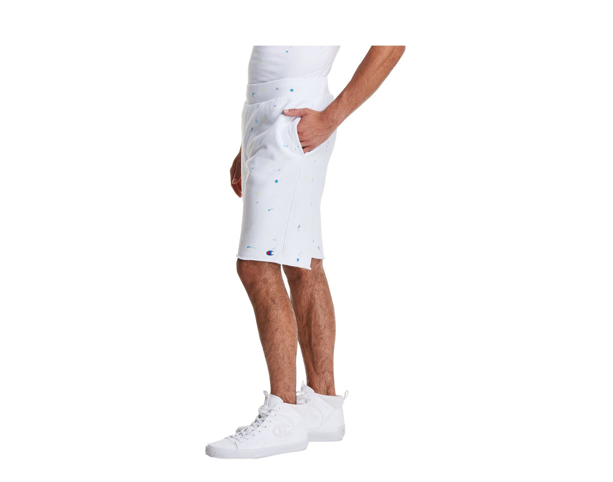 Champion C Life Reverse Weave Paint Splatter Men's Shorts — White