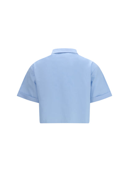 Shirt Poplin Ruffle Light Blue