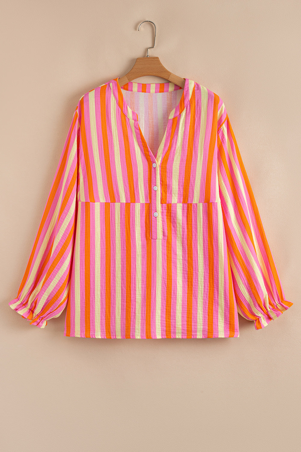 Threaded Pear Teresa Stripe Crinkled Half PLUS Blouse