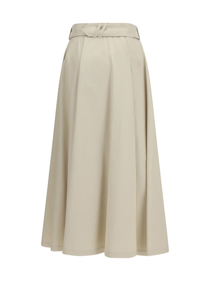 Midi Trench Skirt Gabardine Clam Beige
