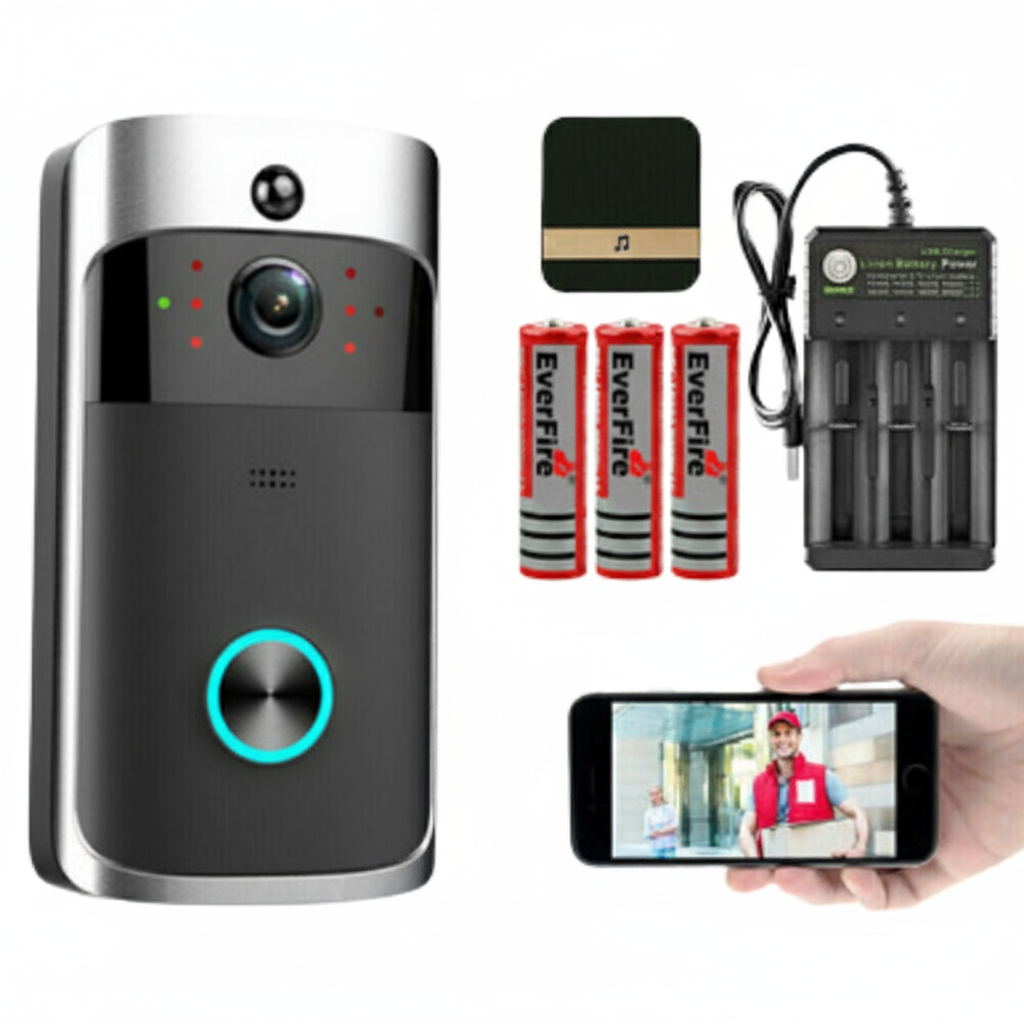 Prime Goods Smart Wireless WiFi Video Doorbell Phone Door Ring Intercom Security Camera Bell - Black