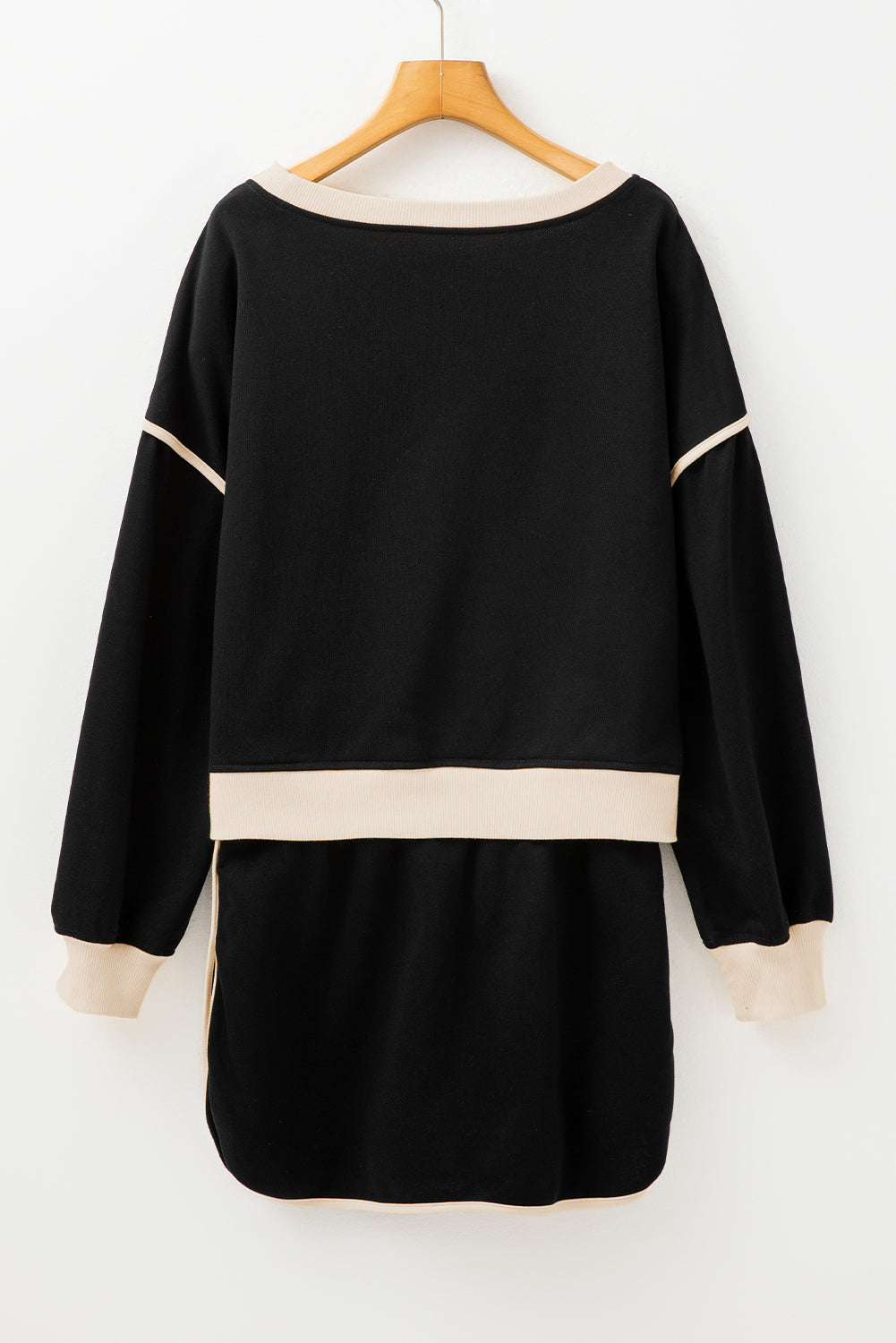 Violeta Loose Pullover and Lace-up Waist Skort Set - Threaded Pear