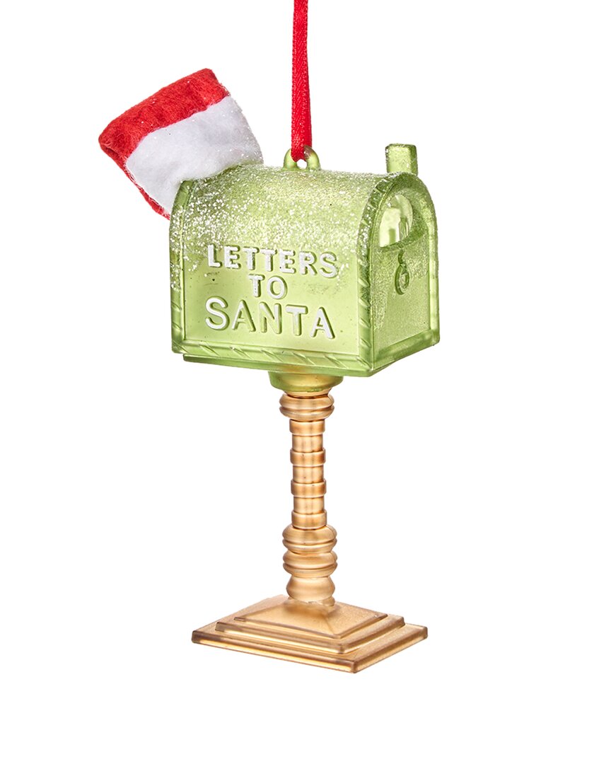 Kurt Adler 4Pc Mailboxes with Santa Hat Christmas Ornaments