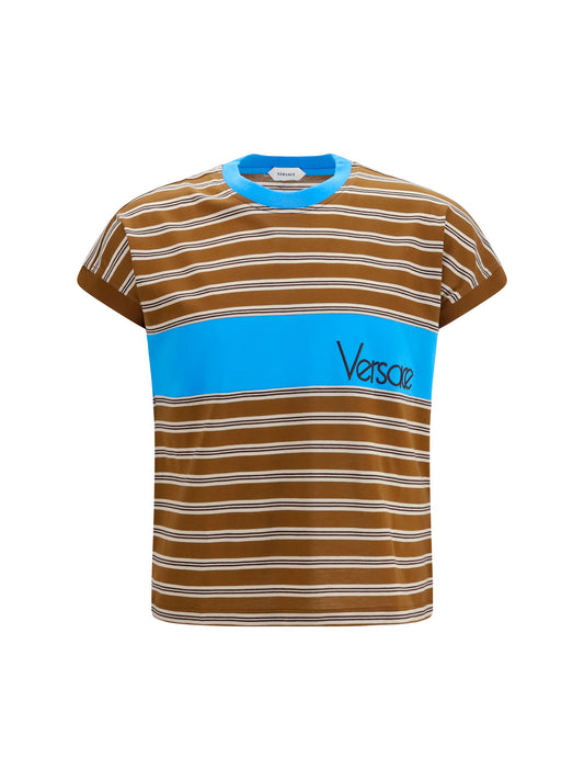 Cotton T-Shirt Striped Chestnut/Beige/Chocolate