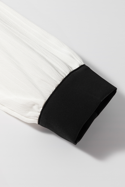Threaded Pear Ramila Textured Colorblock Elegant Blouse