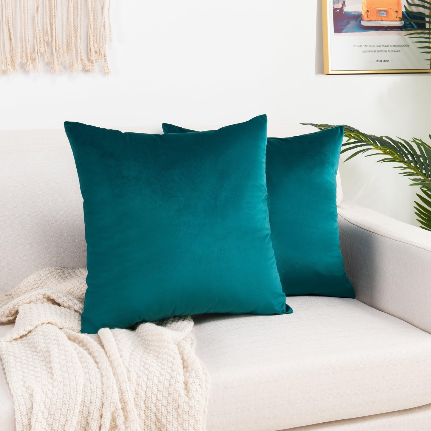 Elegant Comfort 2 Piece Velvet Cushion Cover Solid - Pillow Covers