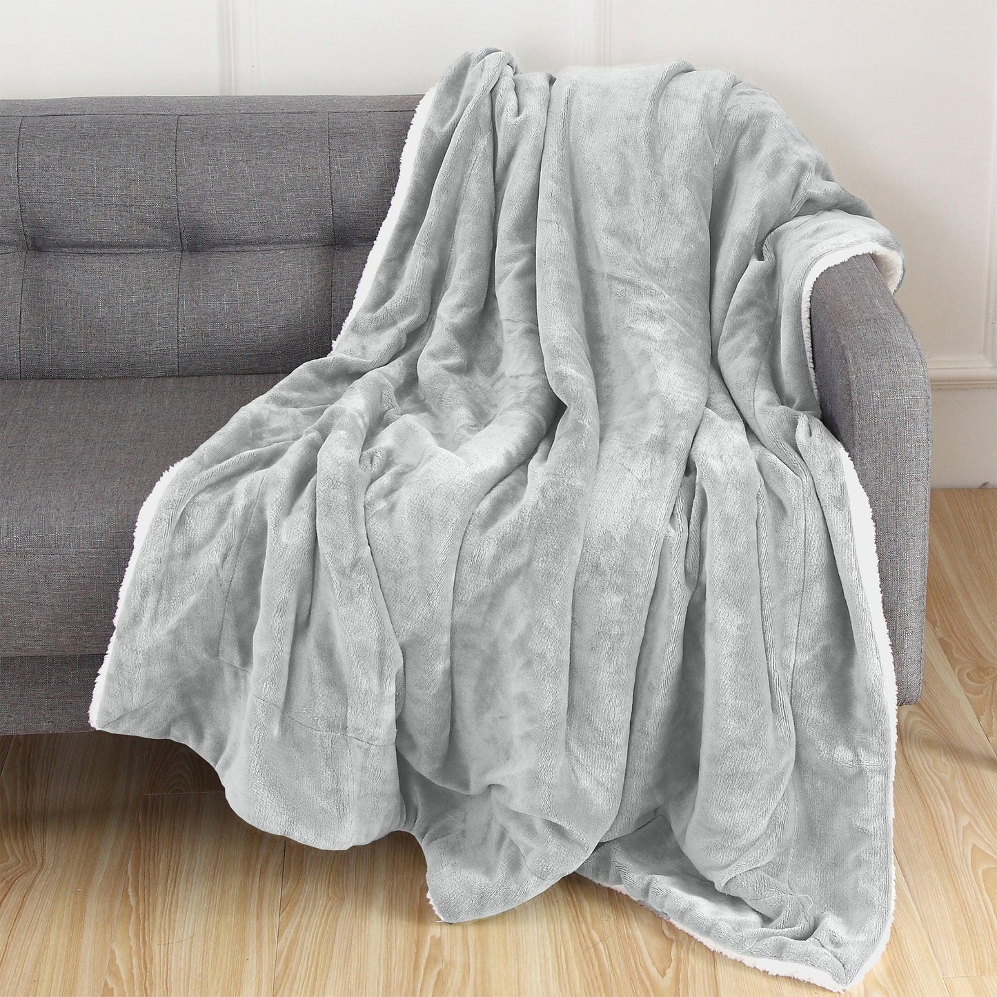Elegant Comfort Reversible Sherpa Throw Blanket - Sherpa Back Throw Blanket