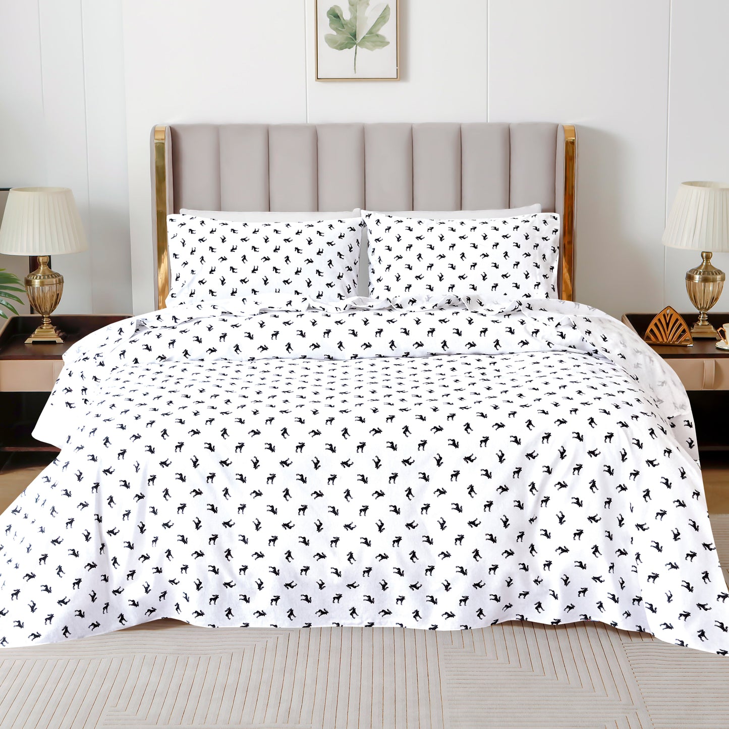 Mocassi 4-Piece Holiday Cotton Flannel Sheet Set - 100% Turkish Cotton