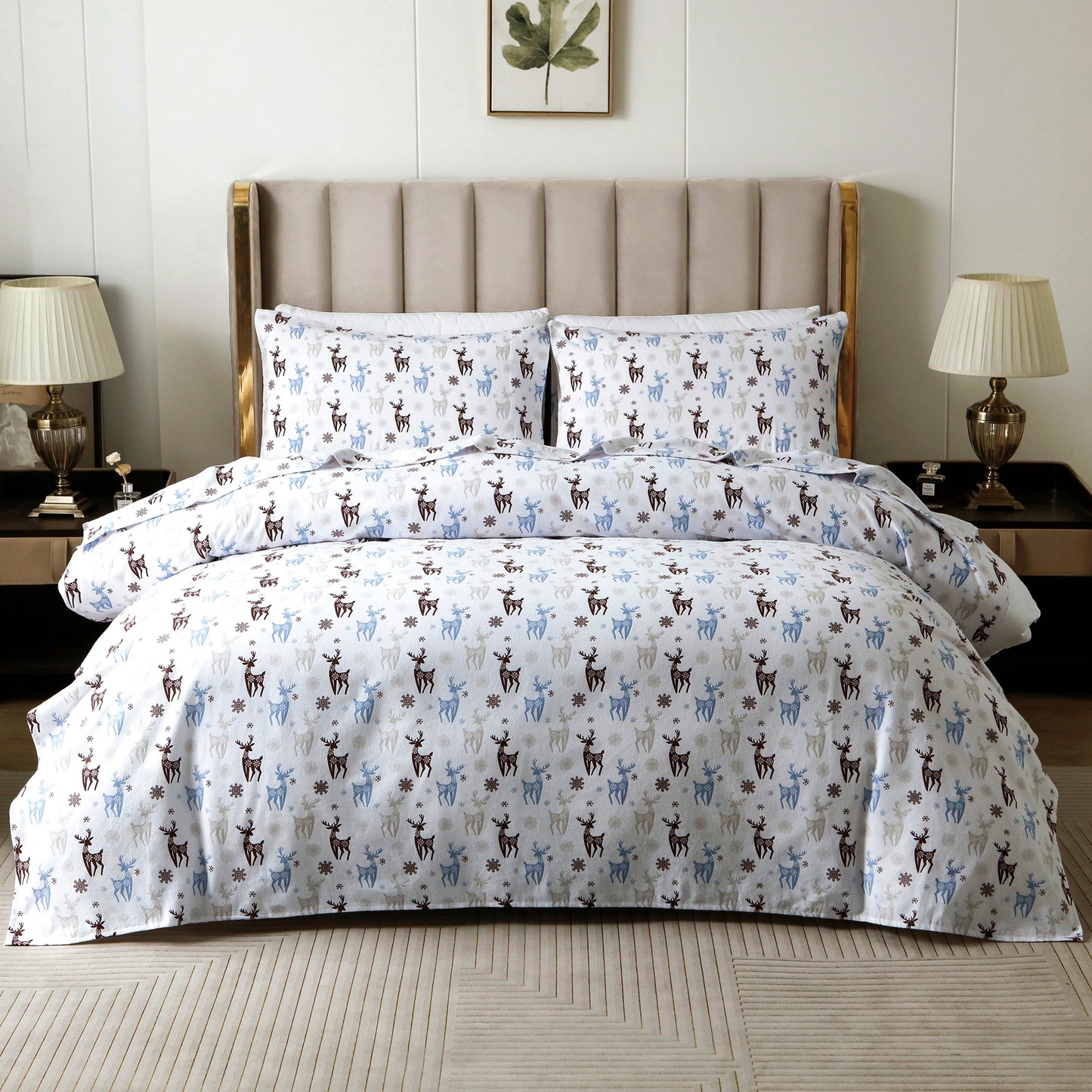 Mocassi 4-Piece Holiday Cotton Flannel Sheet Set - 100% Turkish Cotton