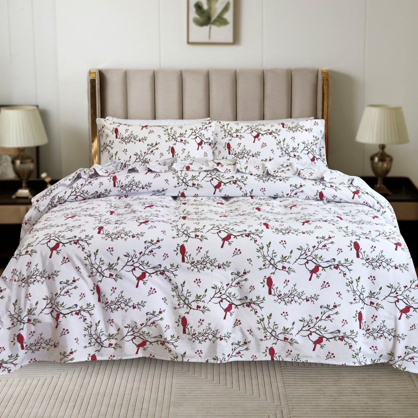 Mocassi 4-Piece Holiday Cotton Flannel Sheet Set - 100% Turkish Cotton