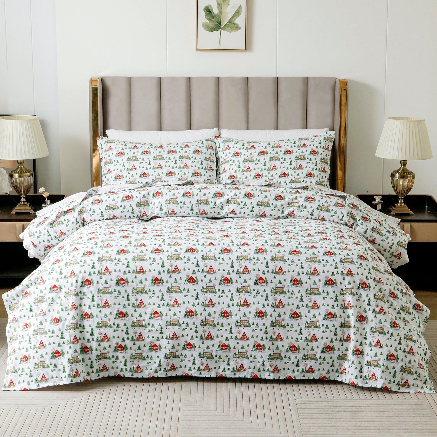 Elegant Comfort 4-Piece Holiday Cotton Flannel Sheet Set - 100% Turkish Cotton