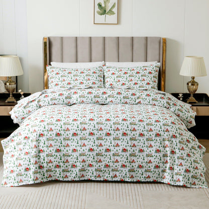 Elegant Comfort 4-Piece Holiday Cotton Flannel Sheet Set - 100% Turkish Cotton