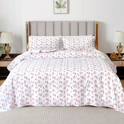 Elegant Comfort 4-Piece Holiday Cotton Flannel Sheet Set - 100% Turkish Cotton