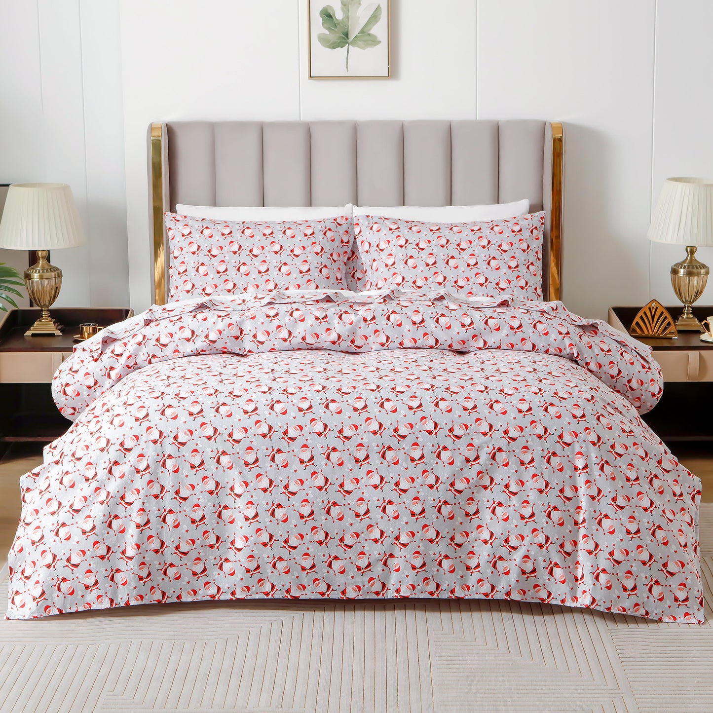 Mocassi 4-Piece Holiday Cotton Flannel Sheet Set - 100% Turkish Cotton