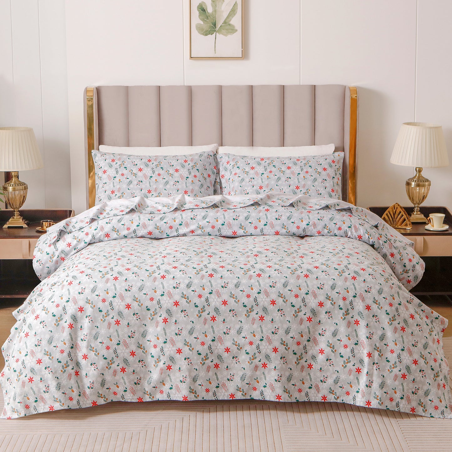 Mocassi 4-Piece Holiday Cotton Flannel Sheet Set - 100% Turkish Cotton