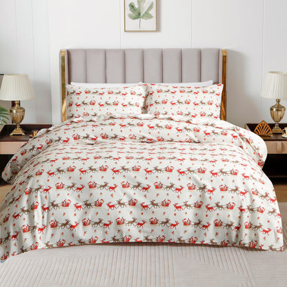 Elegant Comfort 4-Piece Holiday Cotton Flannel Sheet Set - 100% Turkish Cotton