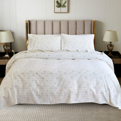 Elegant Comfort 4-Piece Holiday Cotton Flannel Sheet Set - 100% Turkish Cotton