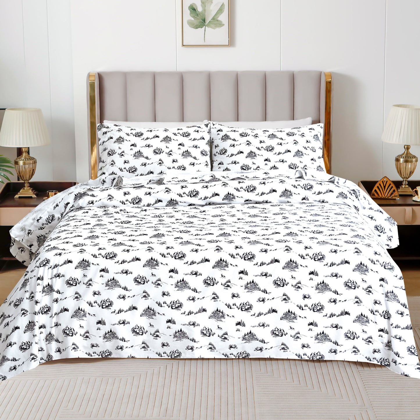 Mocassi 4-Piece Holiday Cotton Flannel Sheet Set - 100% Turkish Cotton