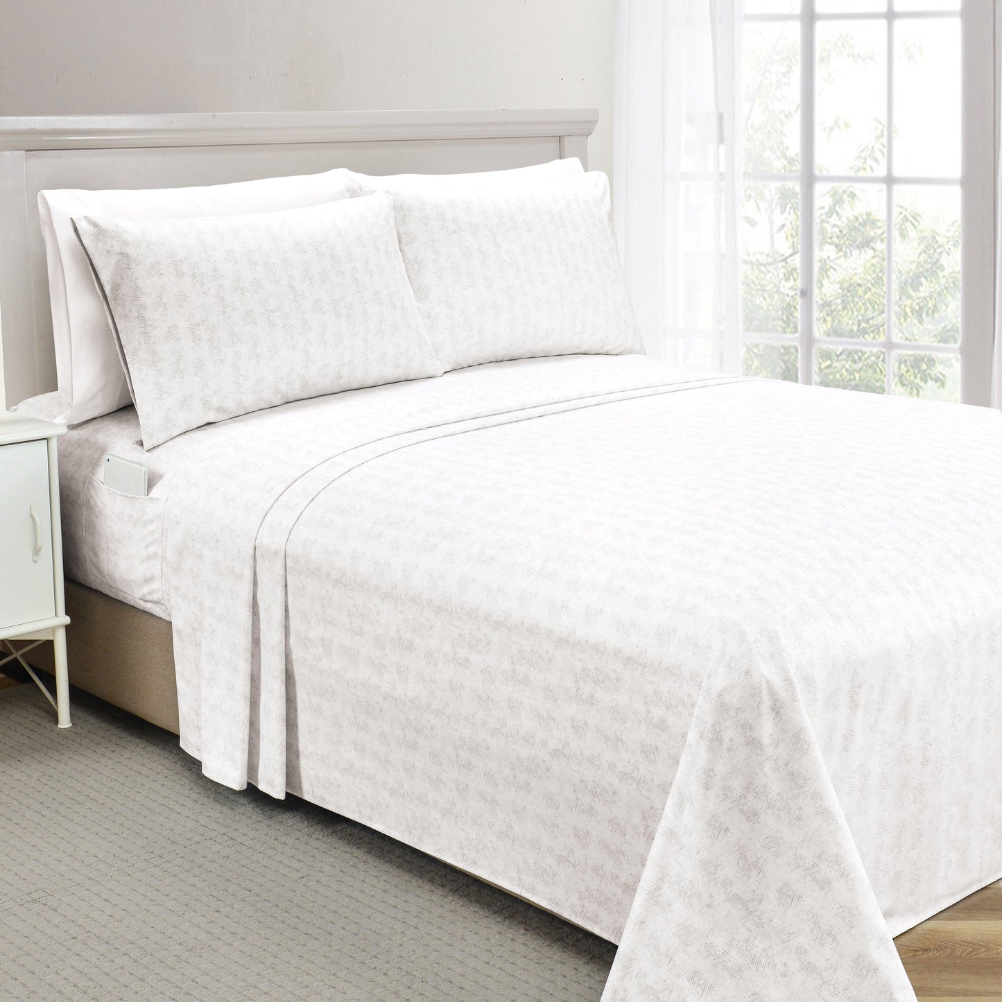 Elegant Comfort 6-Piece Floral and Stripe Pattern Sheet Set - Soft as a Hotel Premium Quality Bedding