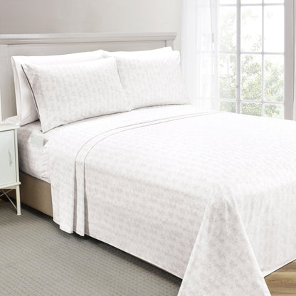 Elegant Comfort 6-Piece Floral and Stripe Pattern Sheet Set - Soft as a Hotel Premium Quality Bedding