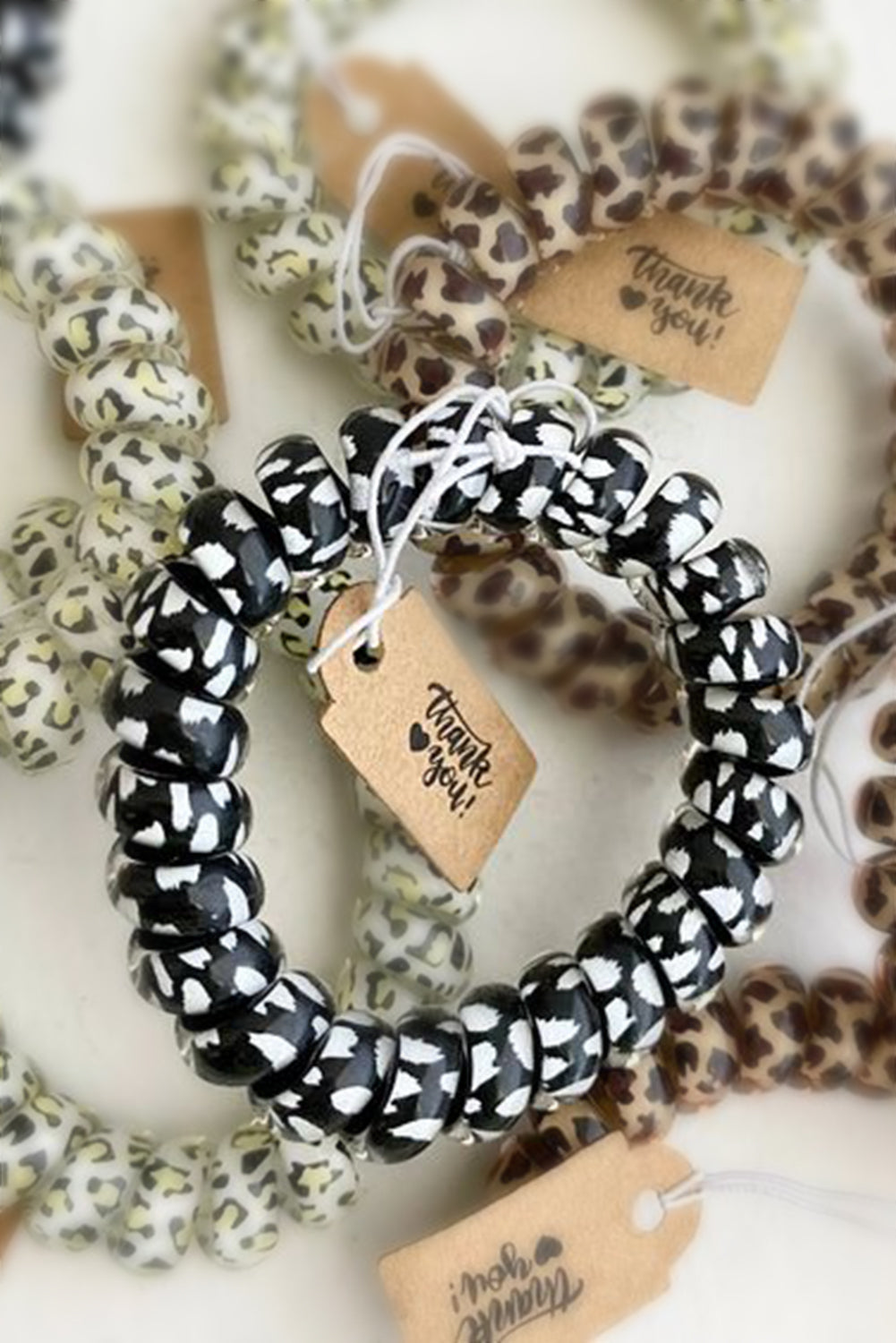 Threaded Pear 3PCS Leopard Printed Telephone Wire Hair Loop