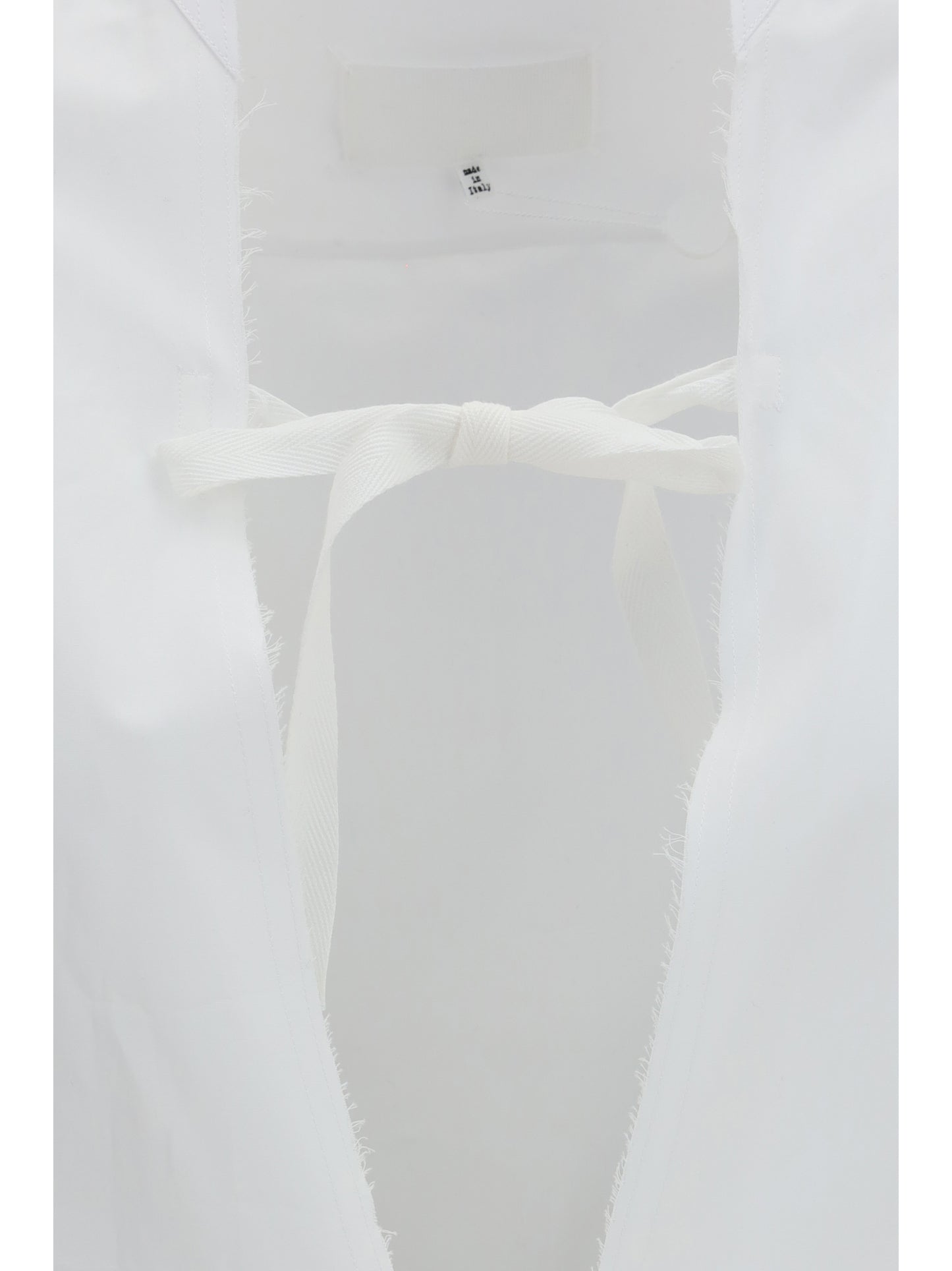 Cotton Shirt With Bow, White